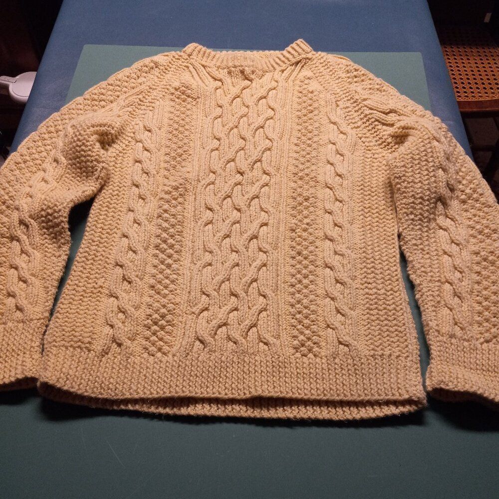 Cable Handmade Mens Med Knit Long Sleeve Heavy Sweater Cottagecore Country